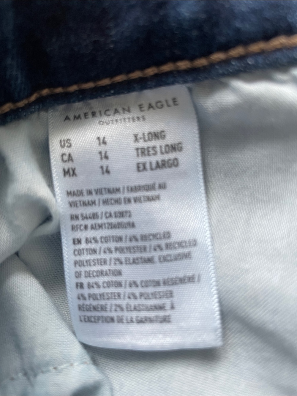 American Eagle Jeans Hi-Rise Jegging in Dark Indigo size 14 x- long - Picture 5 of 6